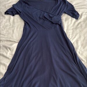 Elegant Navy Blue Wrap Dress